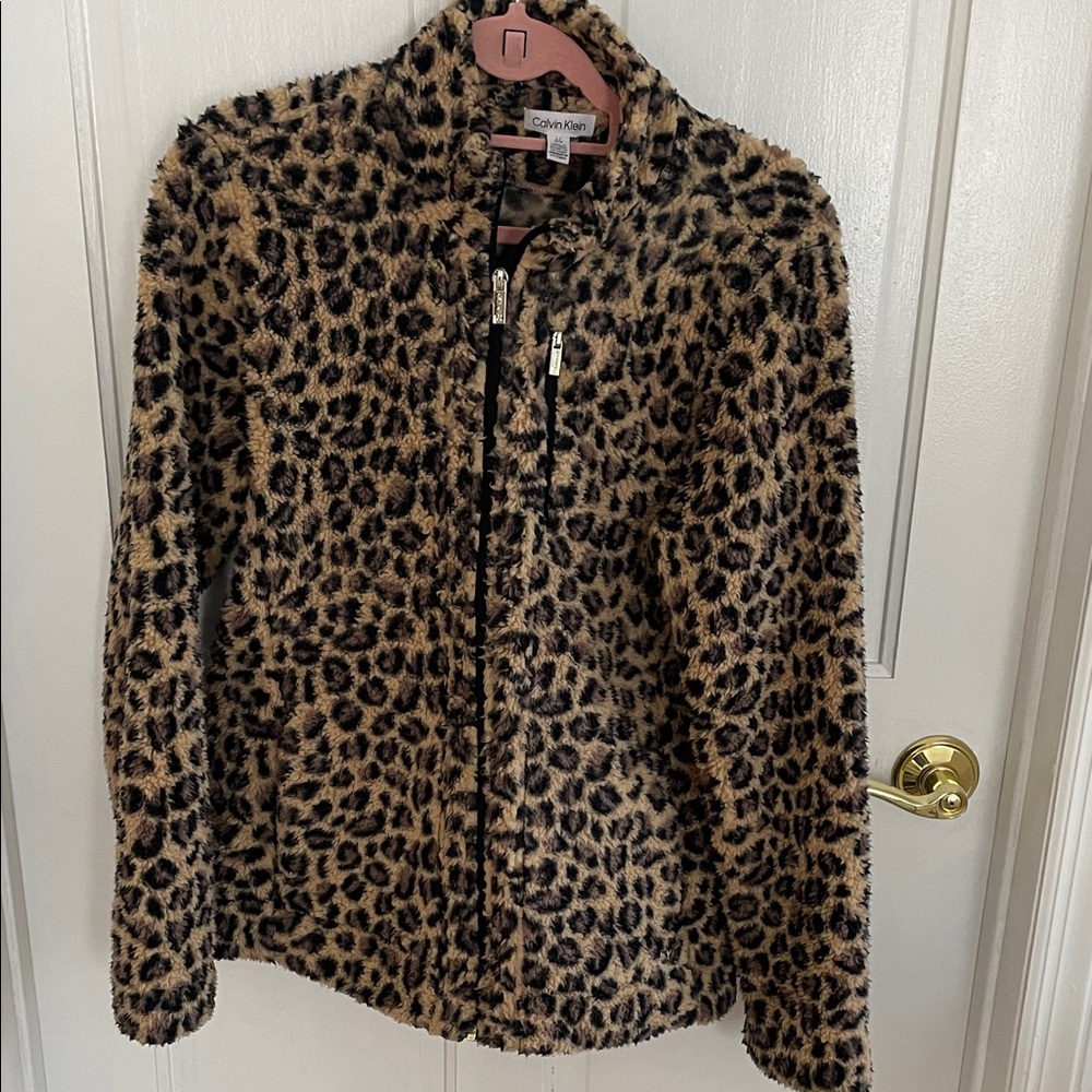 Calvin Klein Animal Print Fleece Jacket Size Large